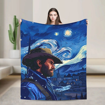 Arthur Morgan Cowboy Movie Game Blanket Super Warm Throw for Outdoor Travel Bedding Custom Quality Bedspread