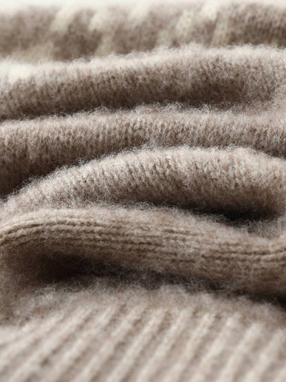 Men's 100% Merino Wool Pullover Sweater O-neck Fair Isle Jacquard Loose Casual Knitwear Long Sleeve Cashmere Tops Autumn Winter