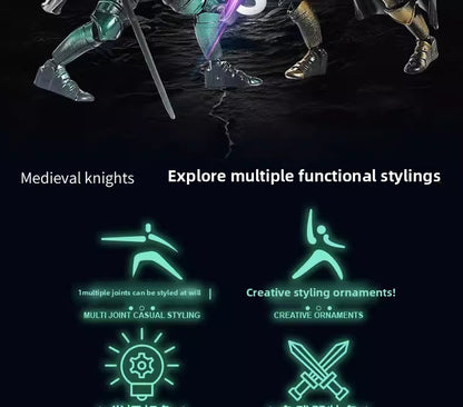 Medieval Knight  Lucky 13 Doll Figure Movable Joint Puppet Joint Building Block 3D Assembled Boy Toy Gift Building Blocks