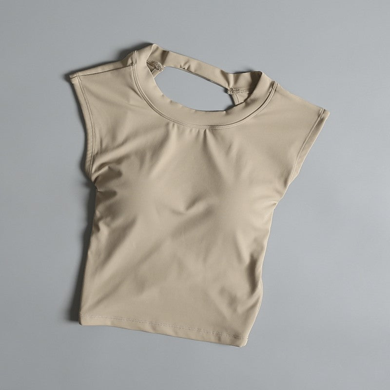 Yoga Suit Sports Top Women with Chest Pad Sexy Short-sleeved T-shirt Running Beauty Back Pilates Training Fitness Clothes Summer