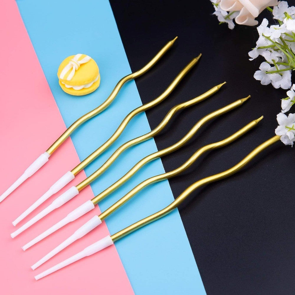 6/12/48pcs Birthday Candles Spiral Cake Candles  Long Thin Cake Candles For Wedding Party And Cake Decoration