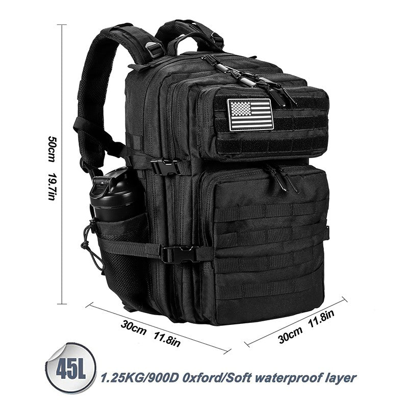 LHI Mochila Tática 45L/35L/25L para Homens e Mulheres, À Prova D'Água, Bolsa de Ginástica para Atletas, Mochila de Viagem para Caminhada ao Ar Livre com Porta-Garrafas