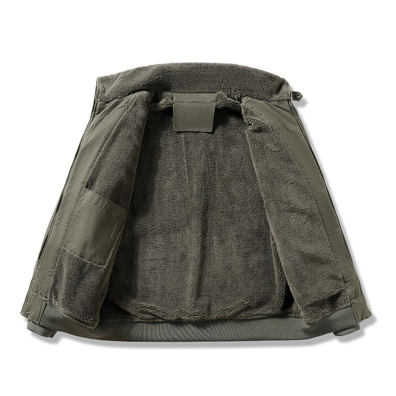 New Fashion Men Fleece Warm Bomber Jackets Winter Parkas Quality Male Cotton Multi-pockets Cargo Jackets Outdoor Tooling Coats 5