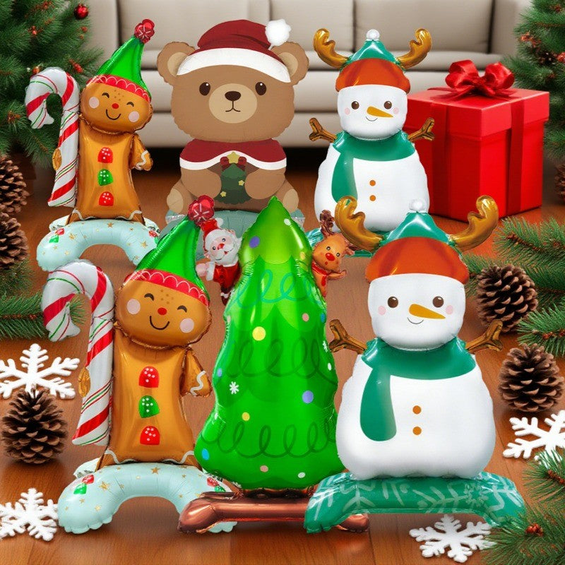 Large Christmas Standing Balloons Christmas Aluminum Film Balloon Santa Claus Snowman Balloon for New Year Xmas Party Home Decor