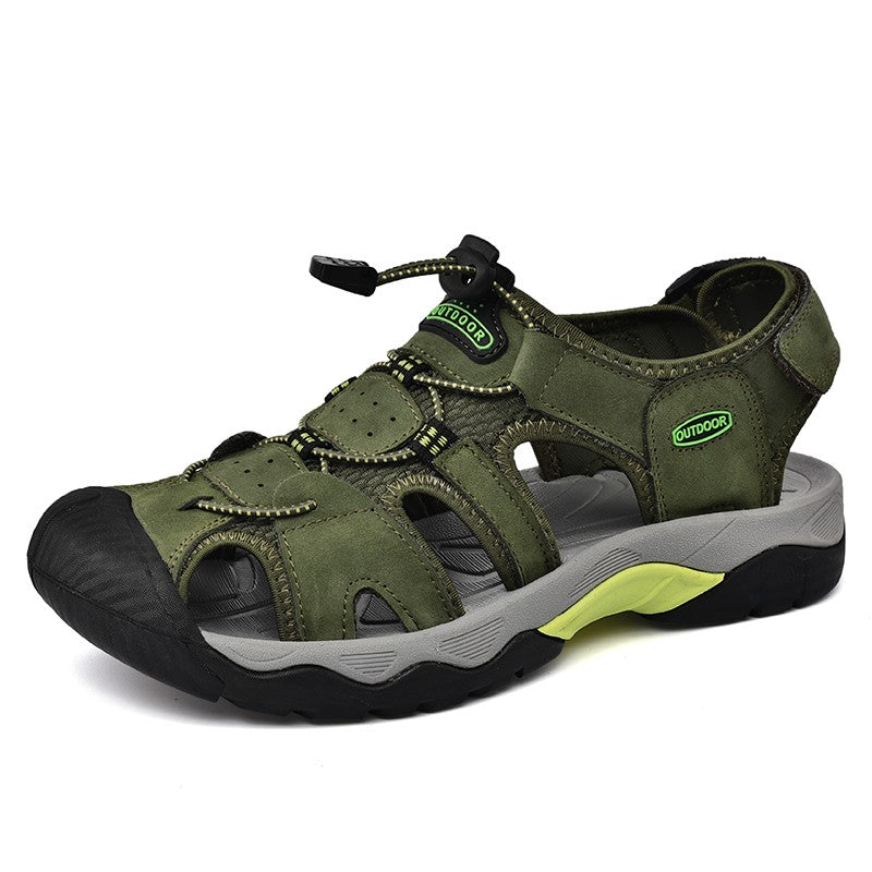 Summer Men's Sandals Classic Genuine Leather Sandals Fashion Outdoor Hiking Shoes Light  Breathable Non-slip Sneakers 38-48