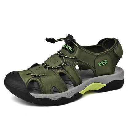 Summer Men's Sandals Classic Genuine Leather Sandals Fashion Outdoor Hiking Shoes Light  Breathable Non-slip Sneakers 38-48