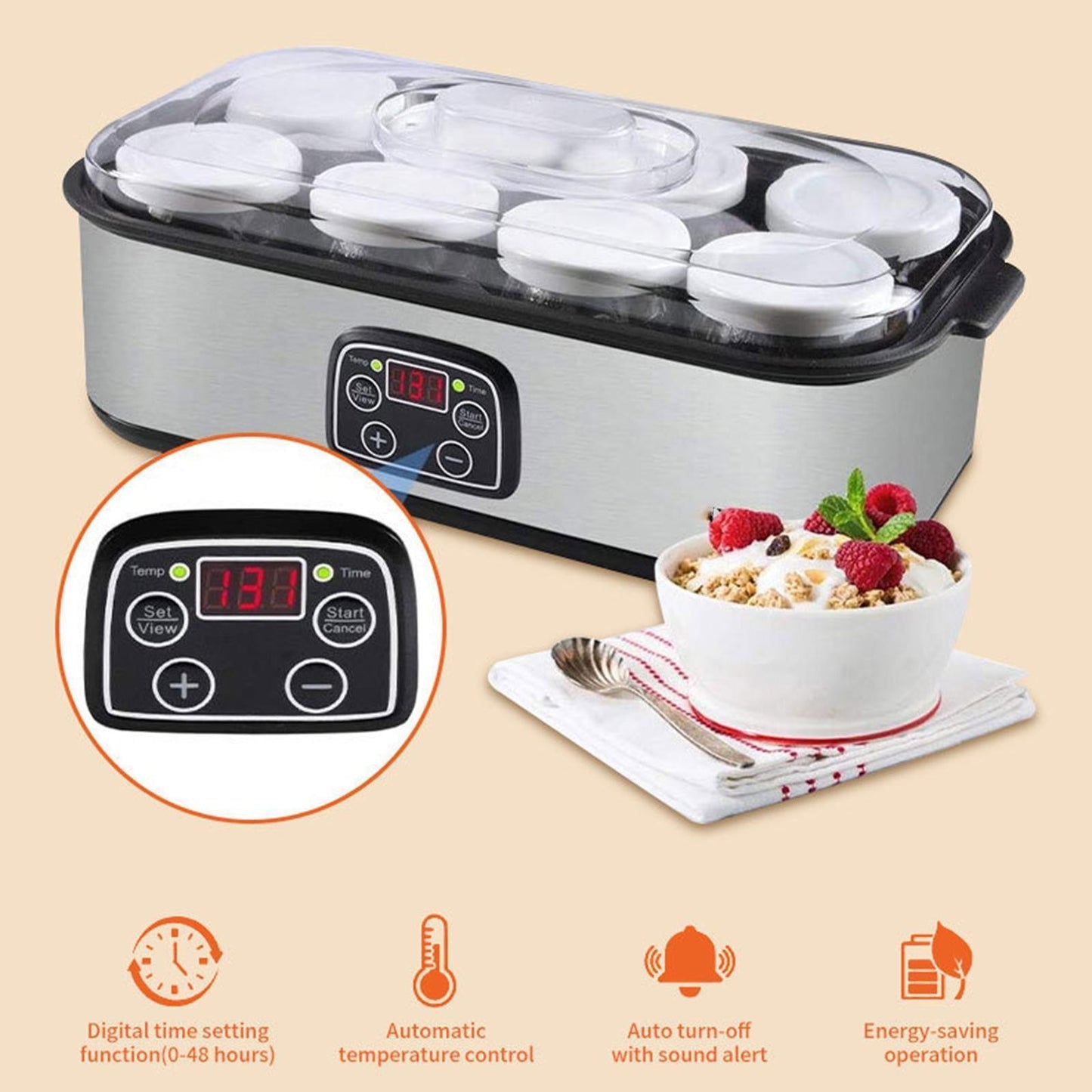 Iogurteira, Iogurteira Automática, Eletrodoméstico Compacto, Ferramenta DIY com 8