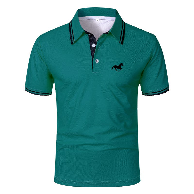 100% Polyester New Men Clothes Summer Short Sleeve Fashion Business Casual Lapel Polo Shirt Logo Print Men Sport Golf Polo Shirt