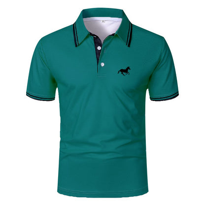 100% Polyester New Men Clothes Summer Short Sleeve Fashion Business Casual Lapel Polo Shirt Logo Print Men Sport Golf Polo Shirt
