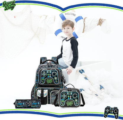 Meetbelify Mochila para Meninos Mochilas para Alunos do Ensino Fundamental Pré-Escolar Infantil Mochila Escolar Fofa com Lancheira e Estojo