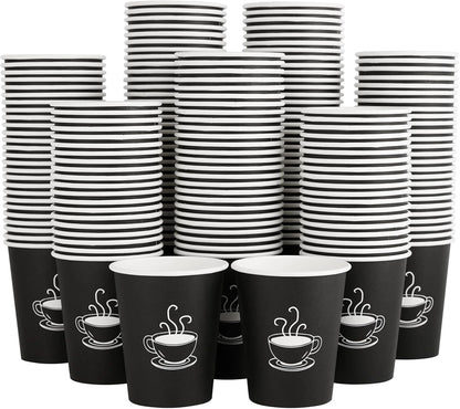 360 Pack 8 oz Paper Coffee Cups, Disposable Black Paper Cups for Hot Beverage, Drinking Water, Used for Cafes, Offices a