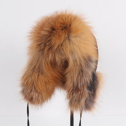 2025 Novo Chapéu Feminino Ushanka Russo de Pele de Raposa Natural Inverno Grosso Quente Orelhas Moda Chapéu Bomber Senhora Gorro Genuíno de Pele de Raposa Real