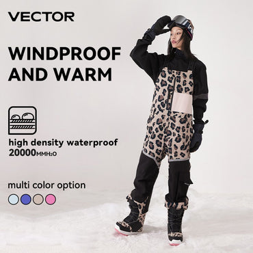 VECTOR Thick Men Women Ski Pants Straight Overalls Jumpsuit Skiing Bib Waterproof Winter Warm Windproof Outdoor Sports Snowboard