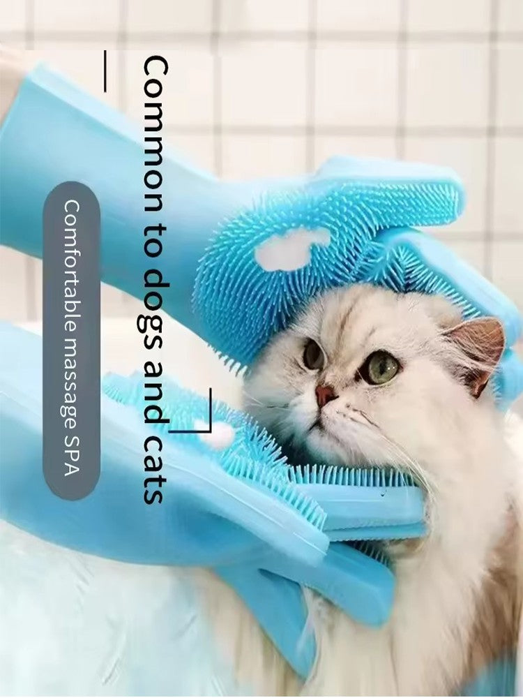 Pet Grooming Bathing Gloves Dog Cat Bathing Shampoo Scrubber Magic Massaging Cleaning Cleanner Sponge Silicon Hair Removal Glove