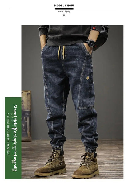 Calça Jeans Masculina Solta Moda Outono Inverno Calça Harem Casual Calça Comprida Roupa de Trabalho Confortável