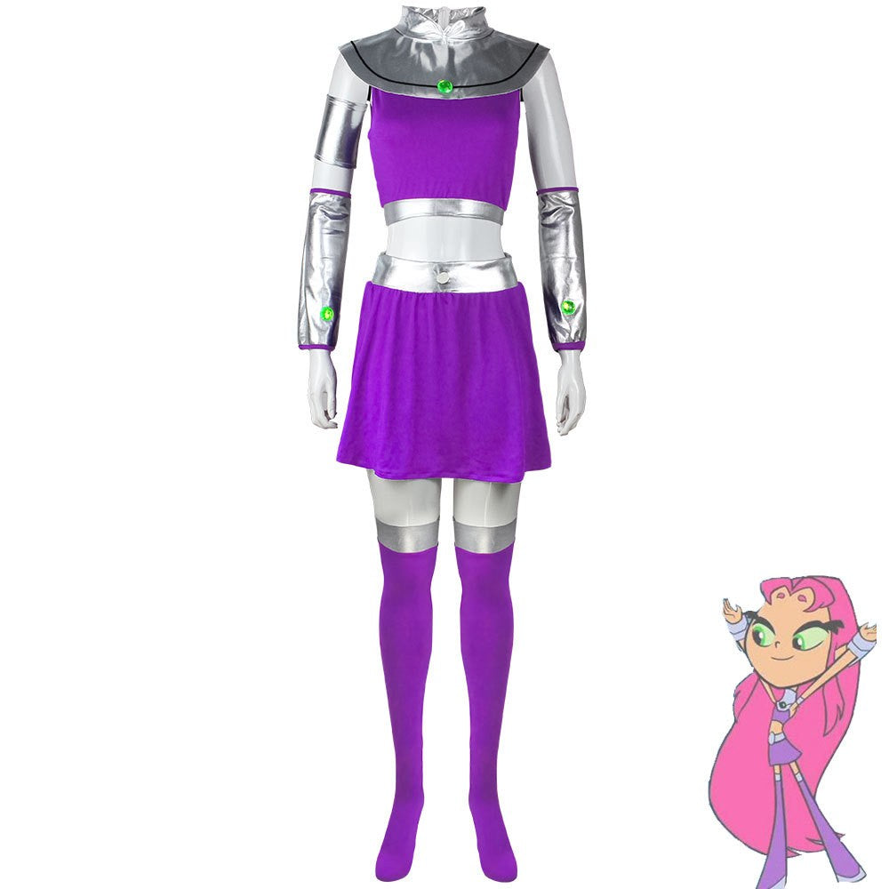 Teen Titans Raven & Starfire Cosplay Costume, Starfire Cosplay Outfit, Halloween Party Stage Performance Costume
