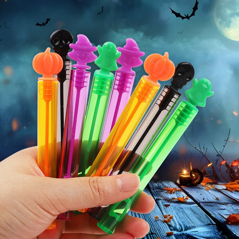 12/24Pcs Halloween Empty Bubble Soap Bottles Tube Skull Ghost Pumpkin Bubble Wands Halloween Party Trick or Treat Favors Decor