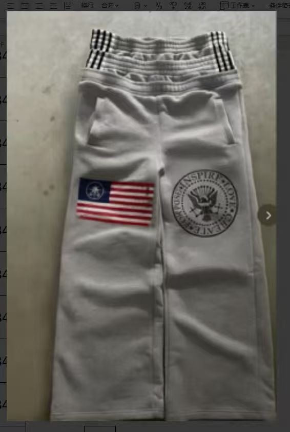 Calça Americana Masculina de Cintura Dupla, Calça da Moda de Rua, Calça Masculina com Letras Bordadas Retrô Estilo Harajuku, Unissex