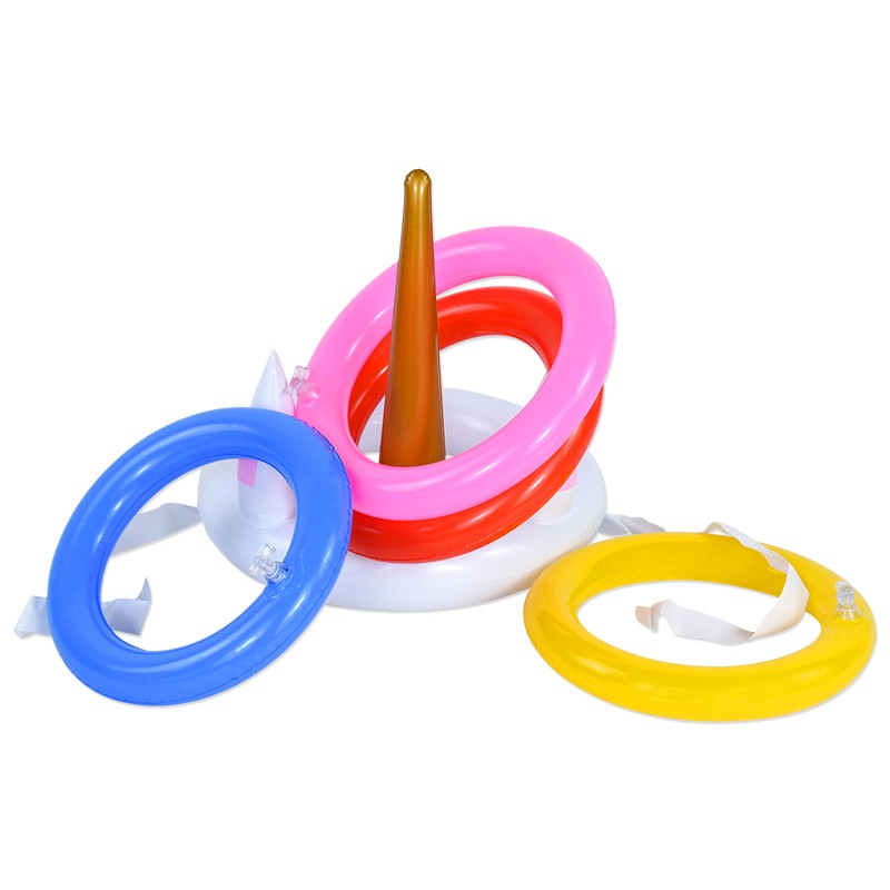 Unicorn Inflatable Ring Toss Game Toys Kids Birthday Party Favors Gifts Hawaiian Summer Beach Pool Party Decoration Supplies