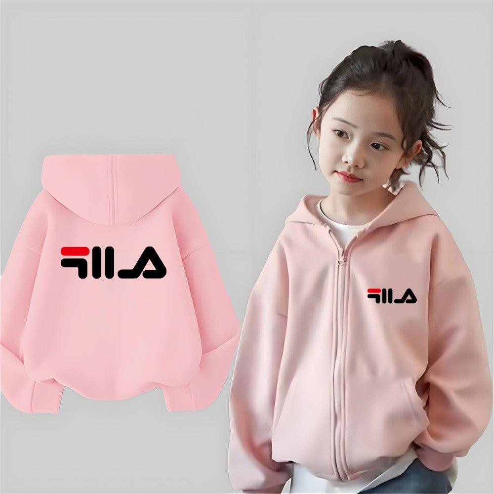 Children's Trendy Hoodie Zipper Style Coat Sweatshirt Boys Girls 3-12Yrs Gift Long Sleeve Top Casual Charming black Clothes