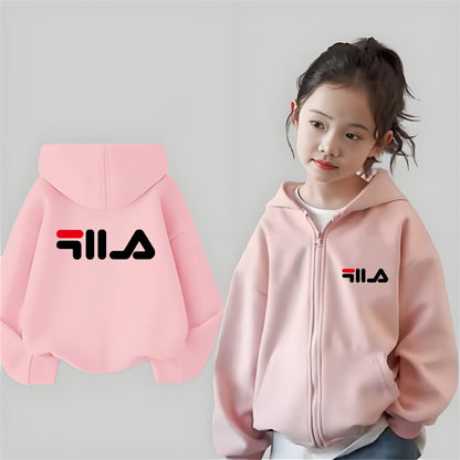 Children's Trendy Hoodie Zipper Style Coat Sweatshirt Boys Girls 3-12Yrs Gift Long Sleeve Top Casual Charming black Clothes