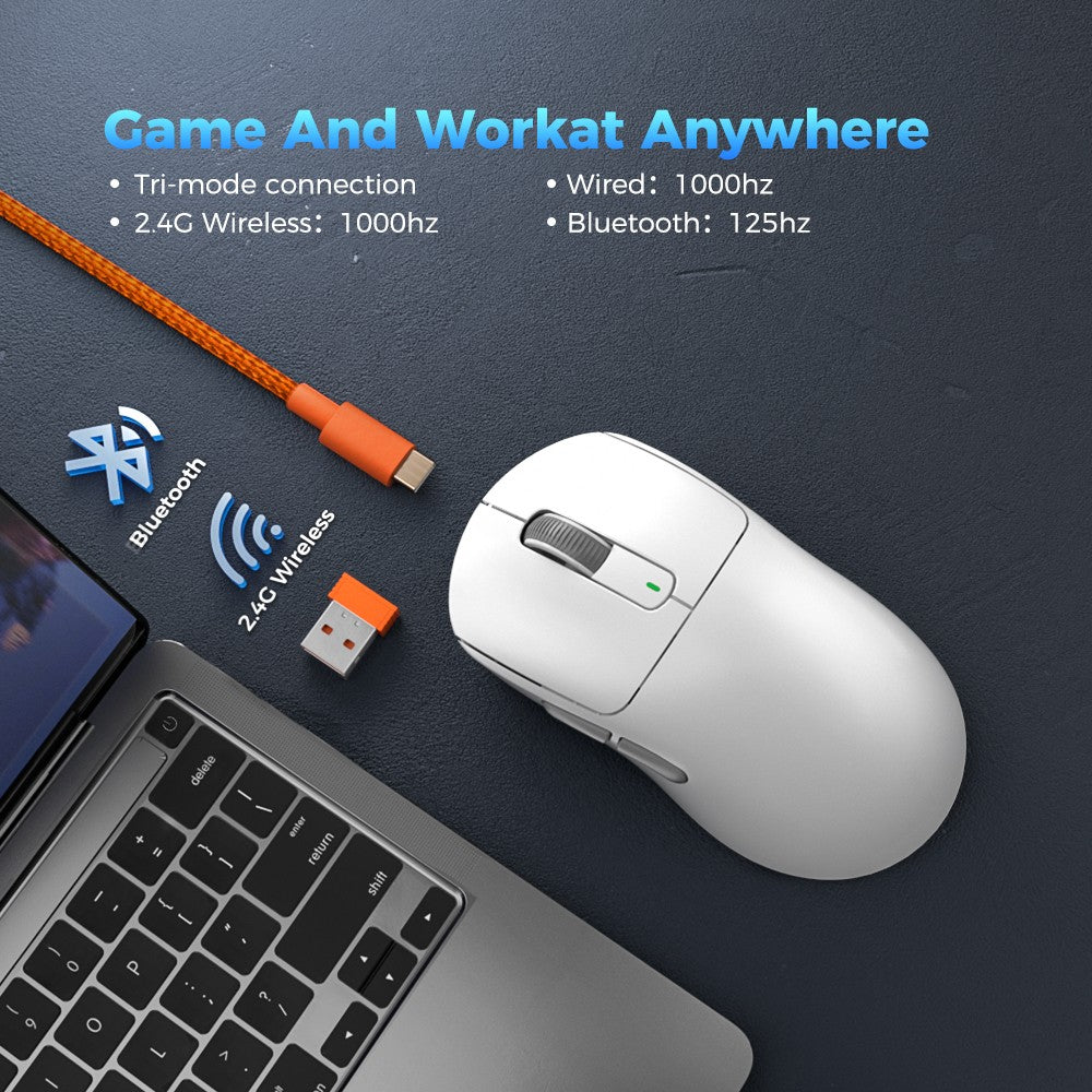 Mouse Gamer Sem Fio Kysona M600 PAW3395 Bluetooth Esports 55g 26000DPI 6 Botões Óptico PAM3395 para Laptop PC