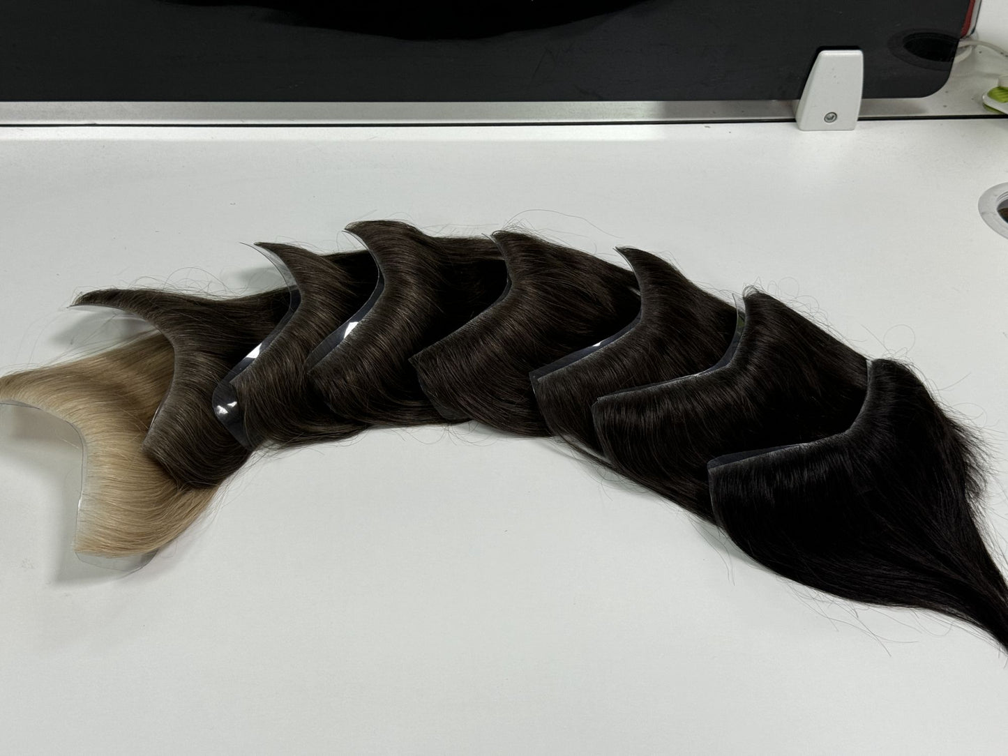 Prótese Capilar Masculina Frontal Fina de PU, com linha do cabelo natural, estilo V, em cabelo humano loiro, sistema de substituição capilar para homens