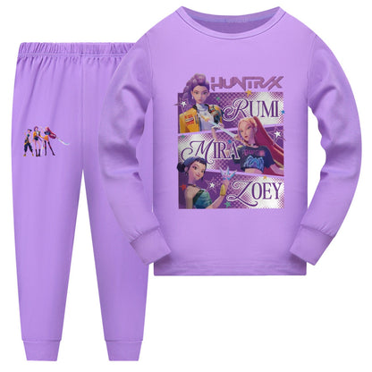 Kpop Demon Hunters Cartoon Kids Clothes Baby Girls Pajama Set Fashion Boys Long Sleeve Pyjamas Children Sleepwear Suit