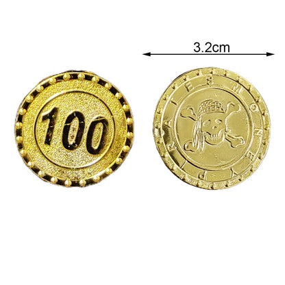 30/60/90/120pcs Pirate Gold Silver Bronze Coins Plastic Doubloon Bulk Kids Fake Play Cosplay Party Treasure Chest Games Tokens