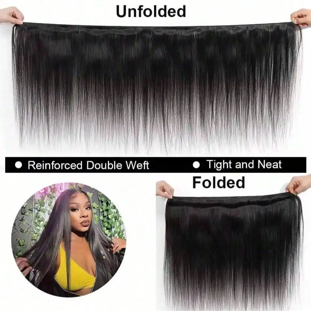 Pacotes de Cabelo Humano Liso de Osso 12A 100% Cabelo Virgem Brasileiro Não Processado 32 Polegadas Cabelo Cru Extensões de Trama de Pacotes Duplos