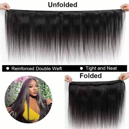 Pacotes de Cabelo Humano Liso de Osso 12A 100% Cabelo Virgem Brasileiro Não Processado 32 Polegadas Cabelo Cru Extensões de Trama de Pacotes Duplos