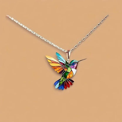 Colar de Acrílico Beija-flor Colorido Formato de Pássaro para Mulheres Meninas Pingentes de Pescoço Joias de Primavera Verão 2025 Presentes de Festa