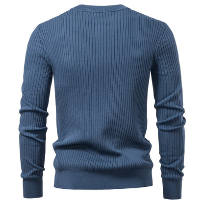 AIOPESON Men's Long Sleeve T-shirt Fall Winter Fashion Knit Slim Fit Polo Sweater Riibed Henry Collar Sweatershirt for Man