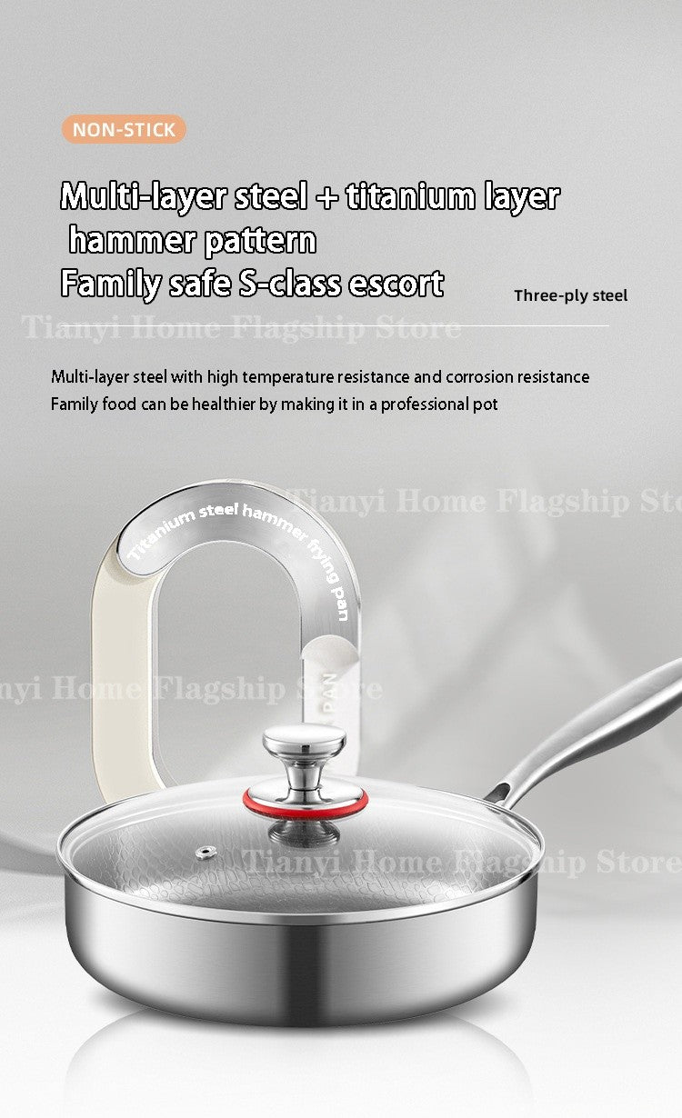 Frigideira 20/24/28cm Antiaderente Wok Titânio Aço Inox Doméstica Ovo Bife Frigideira Fogão de Indução Gás Utensílios de Cozinha