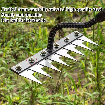 5/6/7/8 Teeth 1PCS Carbon Steel Garden Hand Rake for Farm Garden Weeding Tools Scarifier Agricultural Nail Harrow Metal Harrow