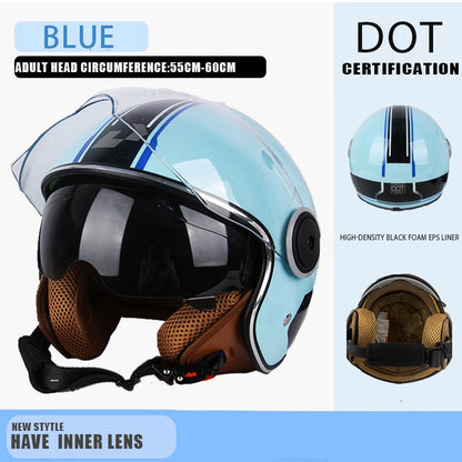 Capacete de proteção certificado pelo DOT, capacetes vintage de lente dupla, capacete de corrida para todas as estações