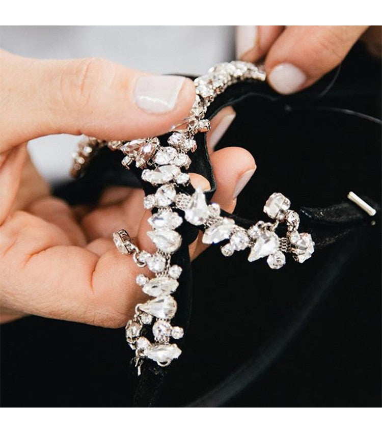 Black High Heels Women's Stiletto Heels Celebrity Style 2024 New Versatile Slotted Buckle Rhinestone Open Toe Round Toe Sandals