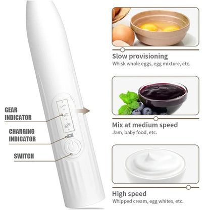 Batedor de Ovos Elétrico Recarregável USB 2 em 1 Multifuncional, Misturador de Massa, Espumador de Leite, Utensílios de Cozinha, Ferramentas para Café, Jantar