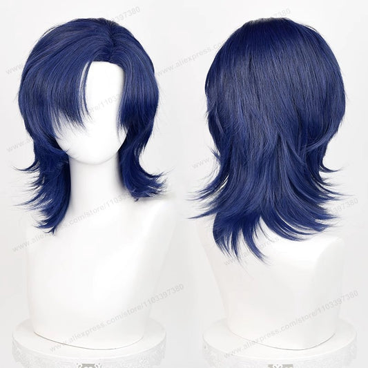 Anime 44cm Medium Basic Synthetic Side Part Hair Cosplay Wig Black White Red Silver Pink Blue Women Man Heat Resistant Hairs