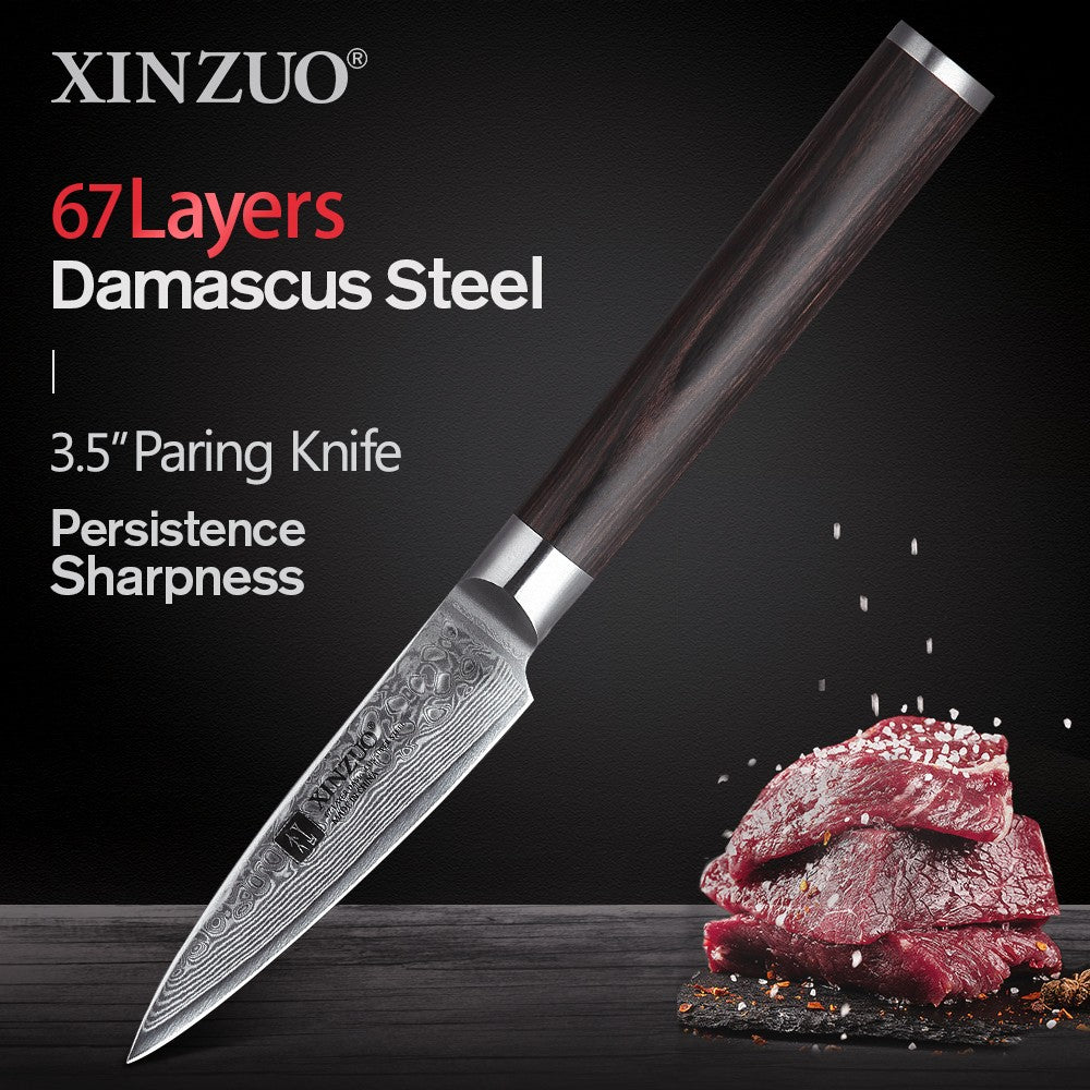 XINZUO 1-5 PCS Kitchen Knives Set VG10 Damascus Stainless Steel Sharp Chef Santoku Nakiri Slicing Paring Knife Pakkawood Handle
