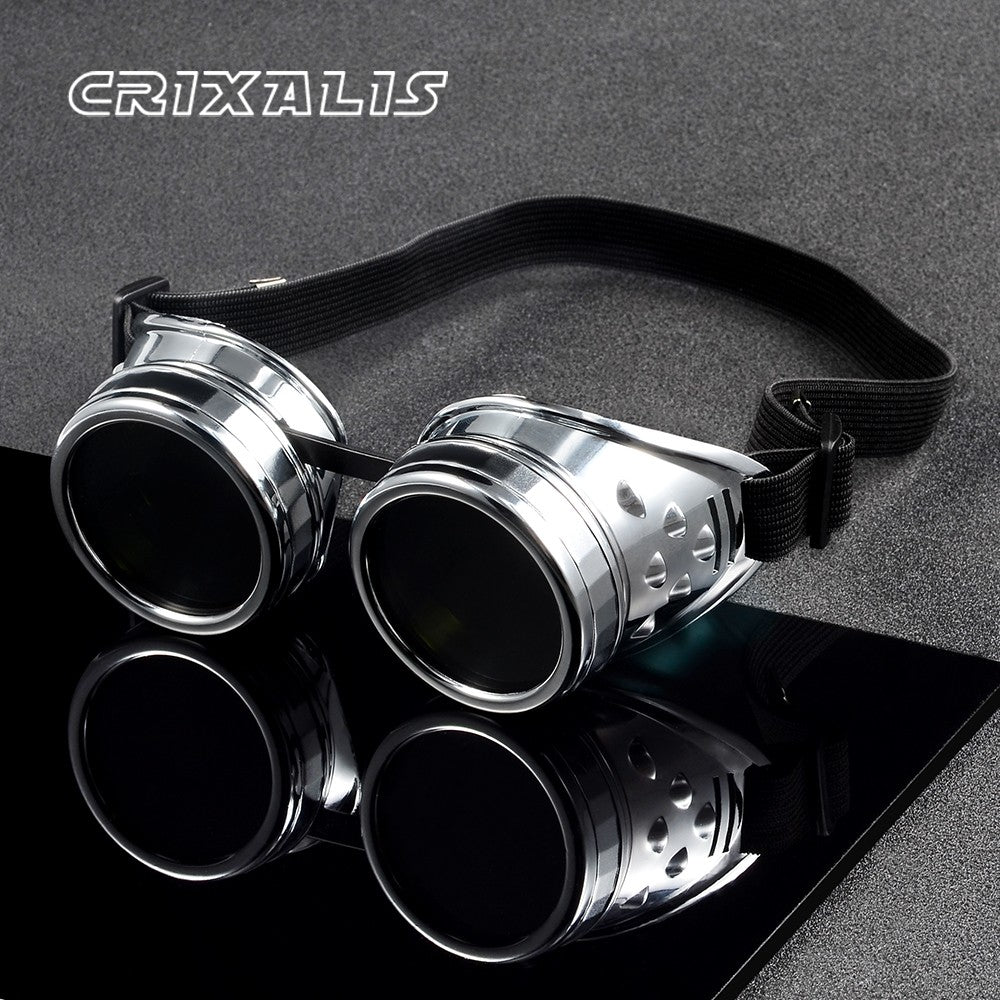 CRIXALIS Cyber Goggles Steampunk Glasses Vintage Retro Welding Punk Gothic Sunglasses For Men For Halloween Glasses Shade UV400