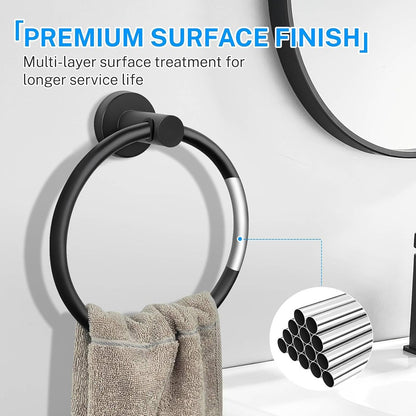 Bathroom Towel Ring Hook Hardware Accessories Storage Holder 304 Stainless Steel Hand Towel Holder Modern Round Towel Hanger