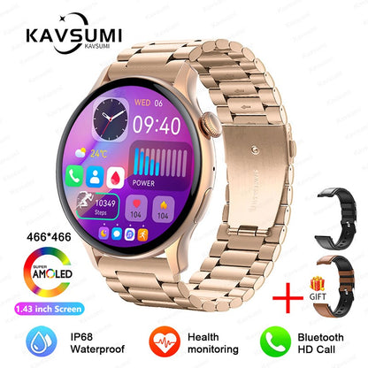 Smartwatch Feminino 2025 NFC Amoled HD GPS Monitor Cardíaco Bluetooth Ligações à Prova D'Água Para Mulheres Presente