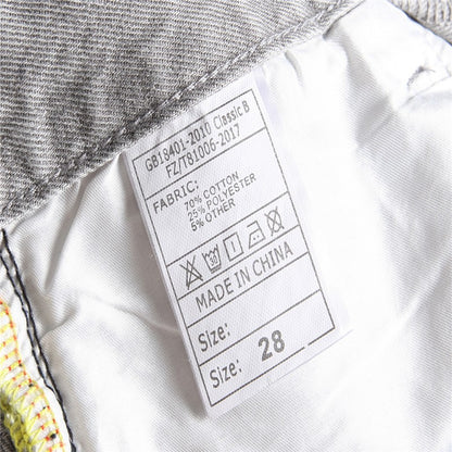 Mens Jeans Large-size Straight Light Gray Denim Trousers Spring and Autumn Full Length Male Pants Ripped Jeans