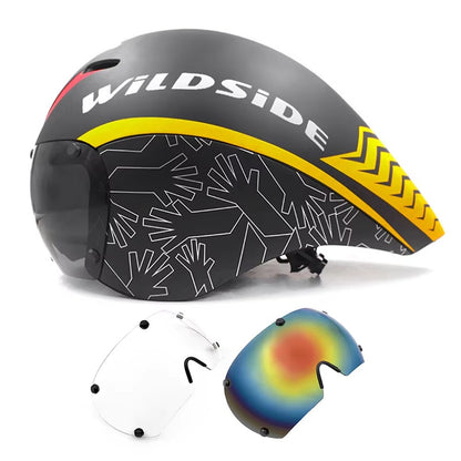 Capacete de Ciclismo de Estrada Wildside Aero TT Capacete de Segurança para Bicicleta de Triathlon Ultraleve com Óculos Acessórios para Bicicleta