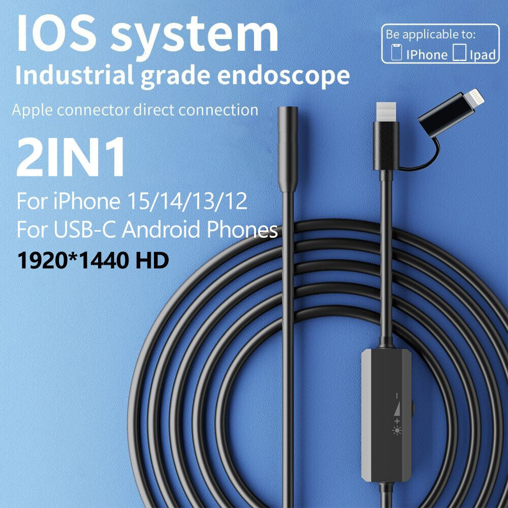 Endoscópio 5,5/8mm para Android Iphone&IOS Smartphone Tubulação Automotiva Boroscópio Ferramentas de Inspeção de Esgoto Câmera de Endoscopia
