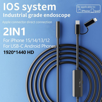 Endoscópio 5,5/8mm para Android Iphone&IOS Smartphone Tubulação Automotiva Boroscópio Ferramentas de Inspeção de Esgoto Câmera de Endoscopia