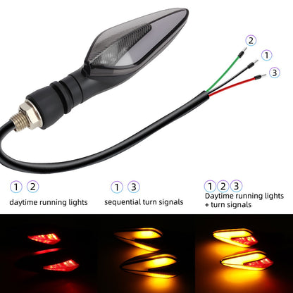 1 par de luzes LED para piscas de motocicleta, branco, amarelo, indicador, fluxo de água, indicador traseiro, pisca-pisca, DRL, luz de circulação diurna