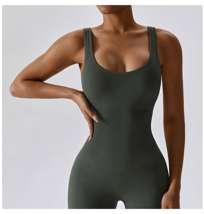 Spring Seamless One-Piece Yoga Suit Dance Belly Tightening Fitness Workout Set Stretch Bodysuit Gym Clothes Push Up Sportswear