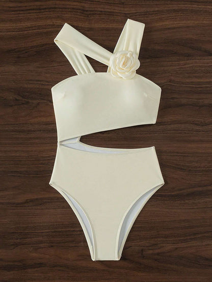 Vigoashely Solid 2025 One-shoulder Swimwear Women Sexy Push UP Hollow One Piece Swimsuit Monokini Summer Beach Lady Bathing Suit